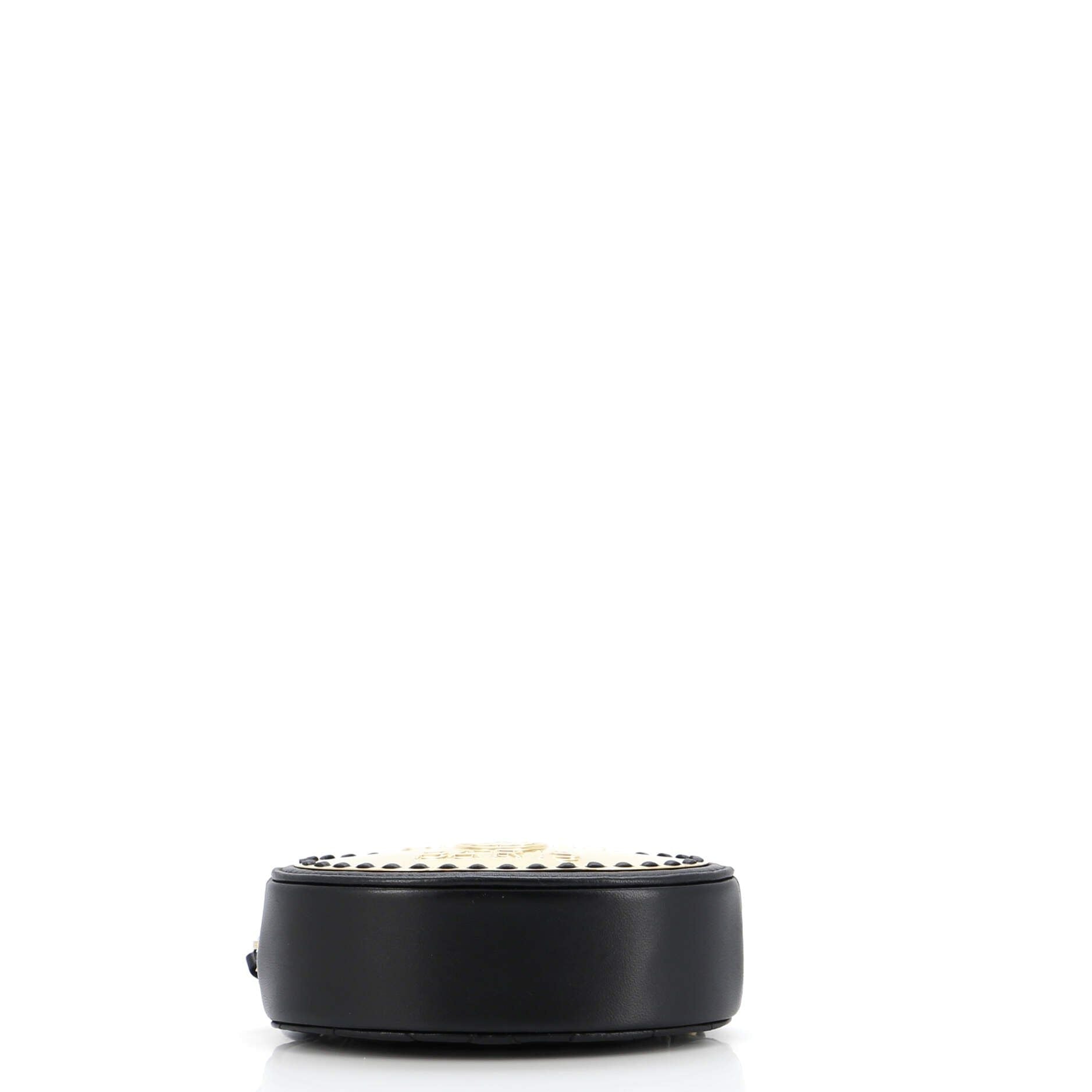 Chanel Logo Plate Oval Clutch With Chain Metal And Lambskin