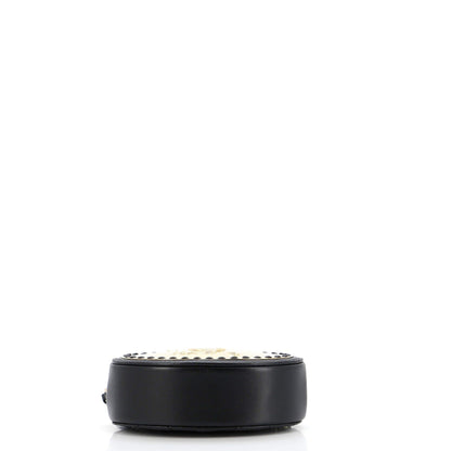 Chanel Logo Plate Oval Clutch With Chain Metal And Lambskin