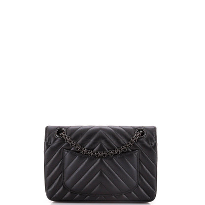Chanel So Black Reissue 2.55 Flap Bag Chevron Aged Calfskin Mini