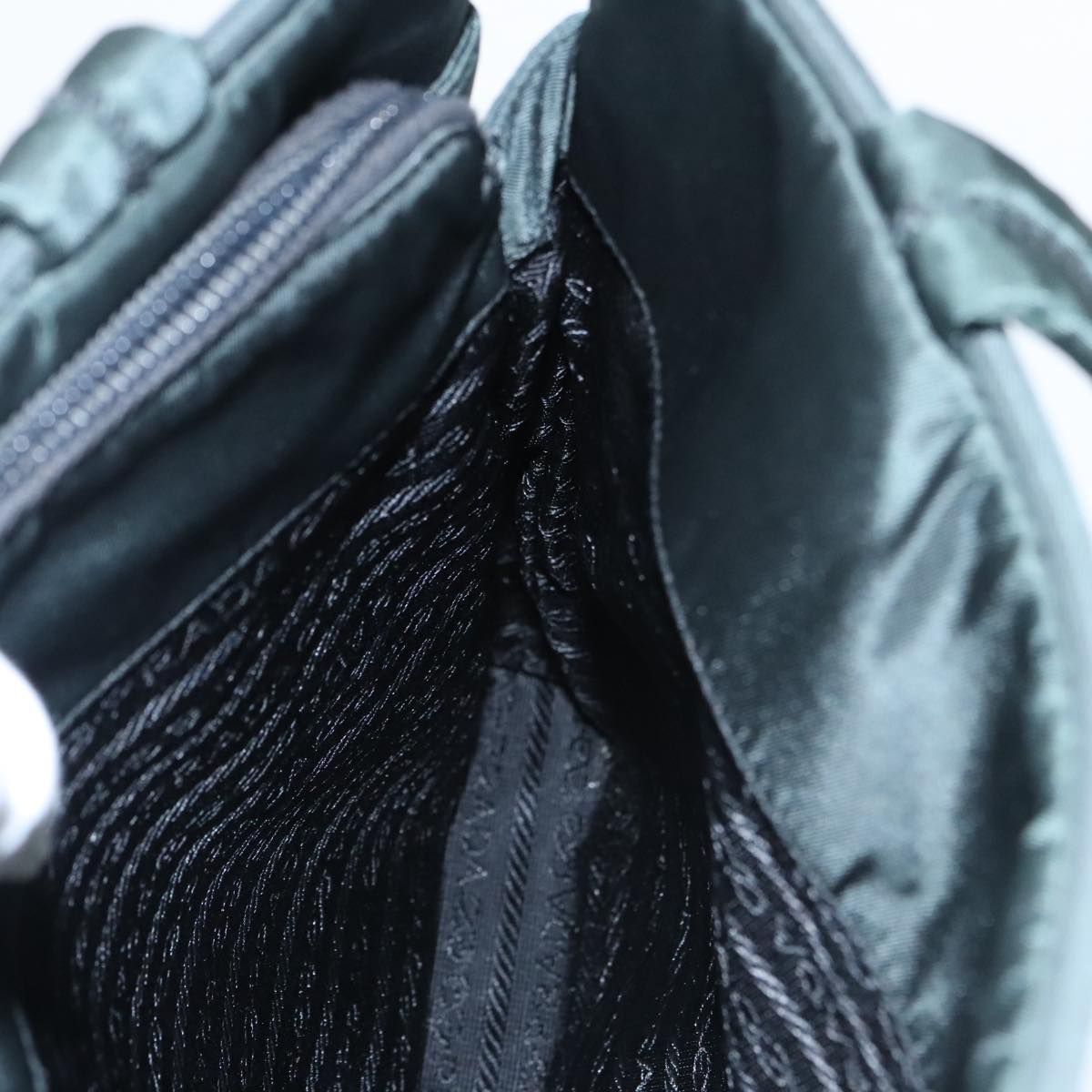 Prada Hand Bag Nylon Green Silver Auth