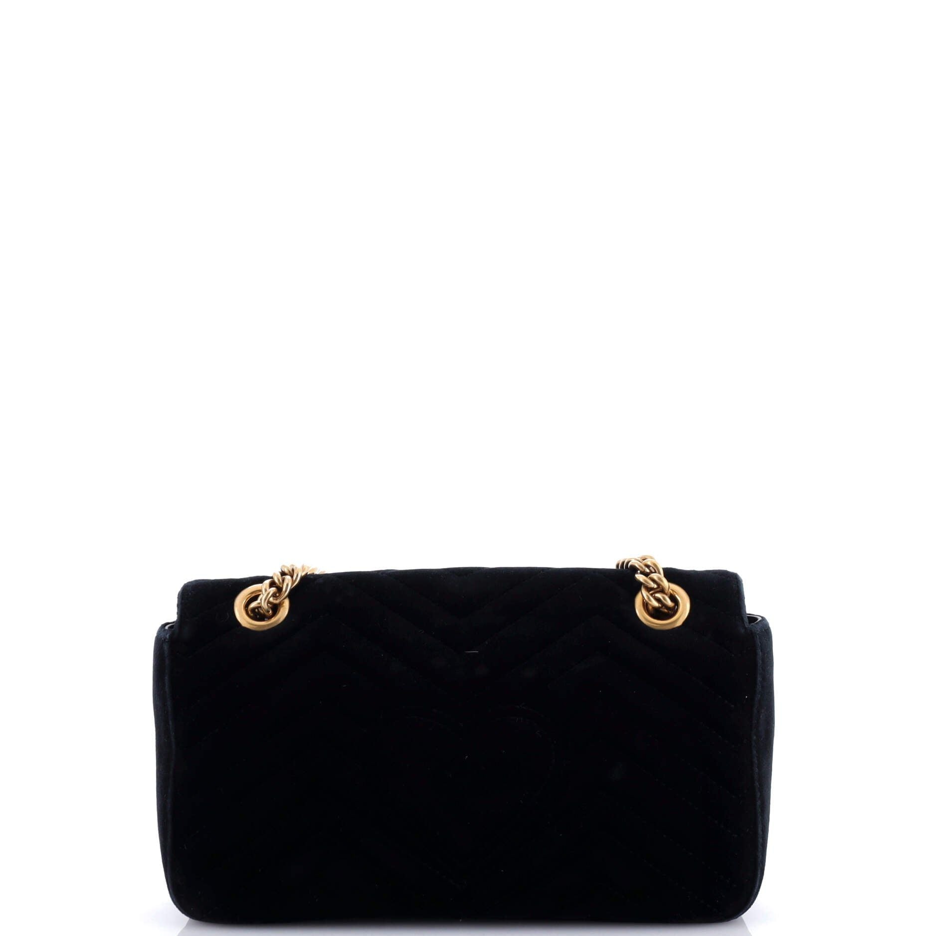 Gucci GG Marmont Flap Bag Crystal Embellished Matelasse Velvet Medium