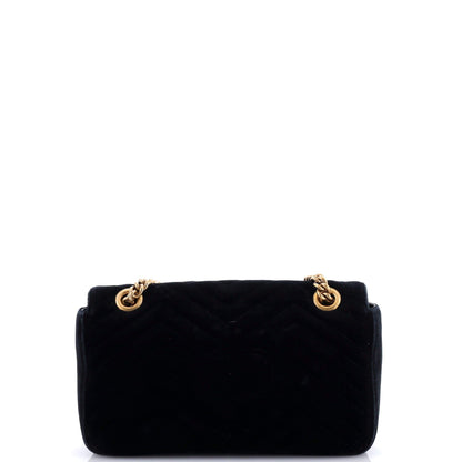 Gucci GG Marmont Flap Bag Crystal Embellished Matelasse Velvet Medium