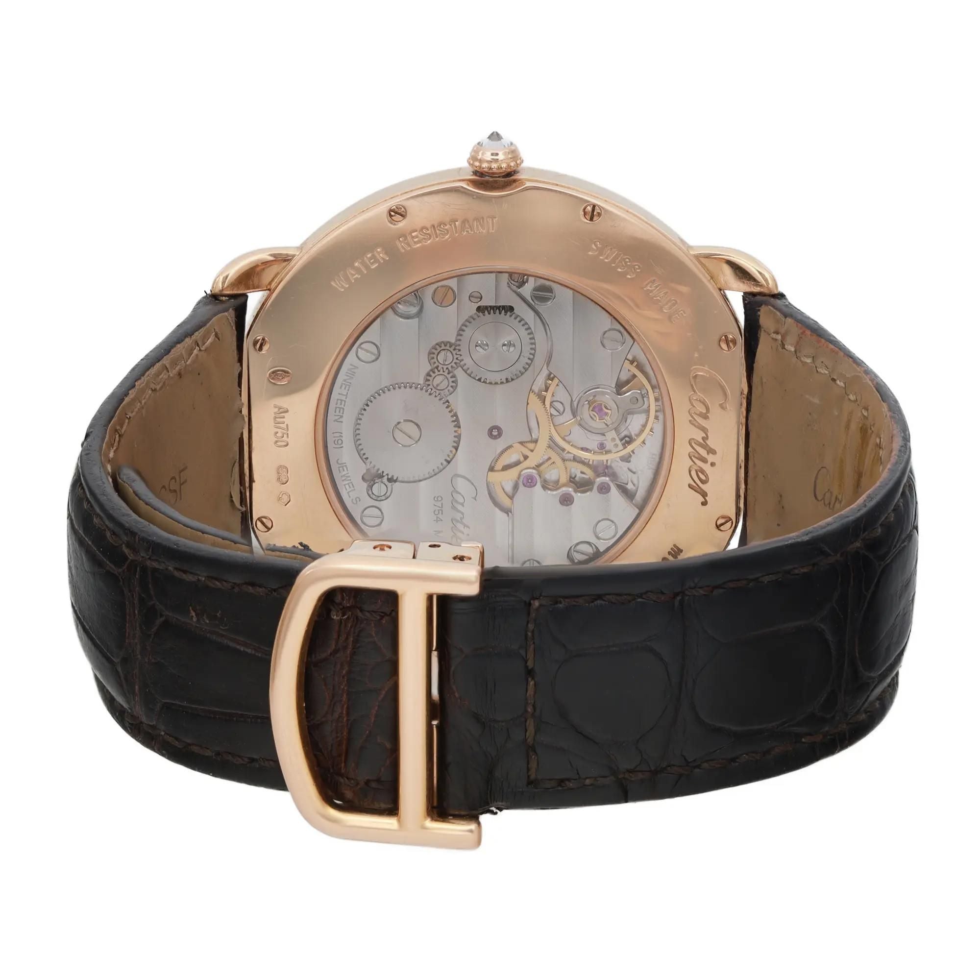 Cartier Ronde Louis 18K Rose Gold Diamond White Dial Hand Wind Watch WR007001