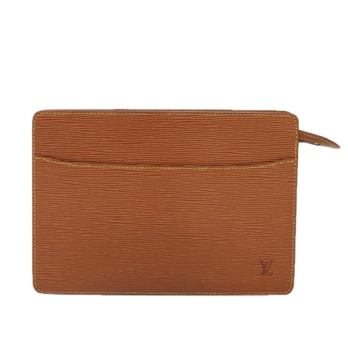 Louis Vuitton Epi Pochette Homme Clutch Bag Brown Zipangu Gold M 52528 Auth