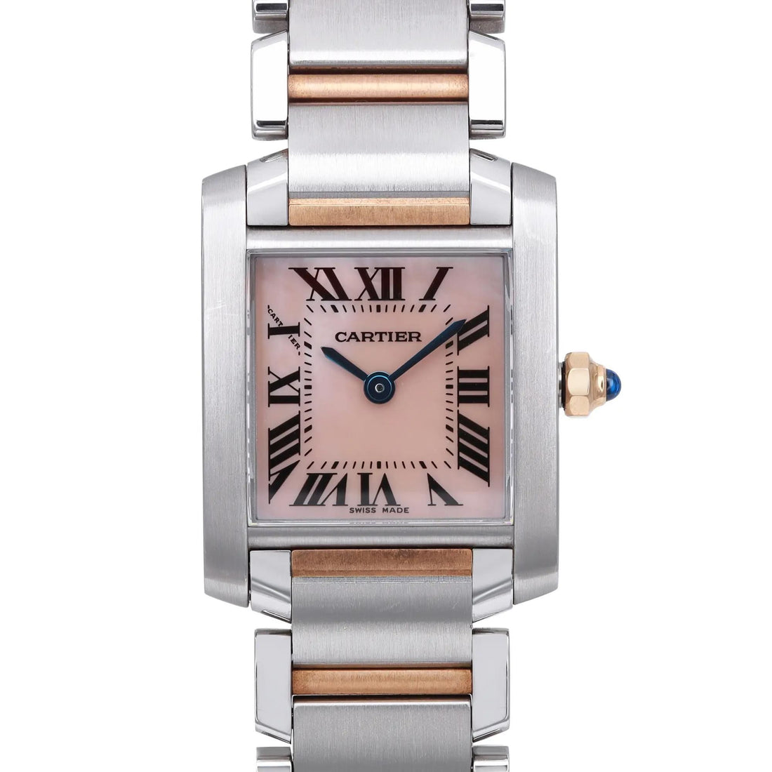 Cartier Tank Francaise 18K Rose Gold Steel MOP Dial Quartz Ladies Watch 2384