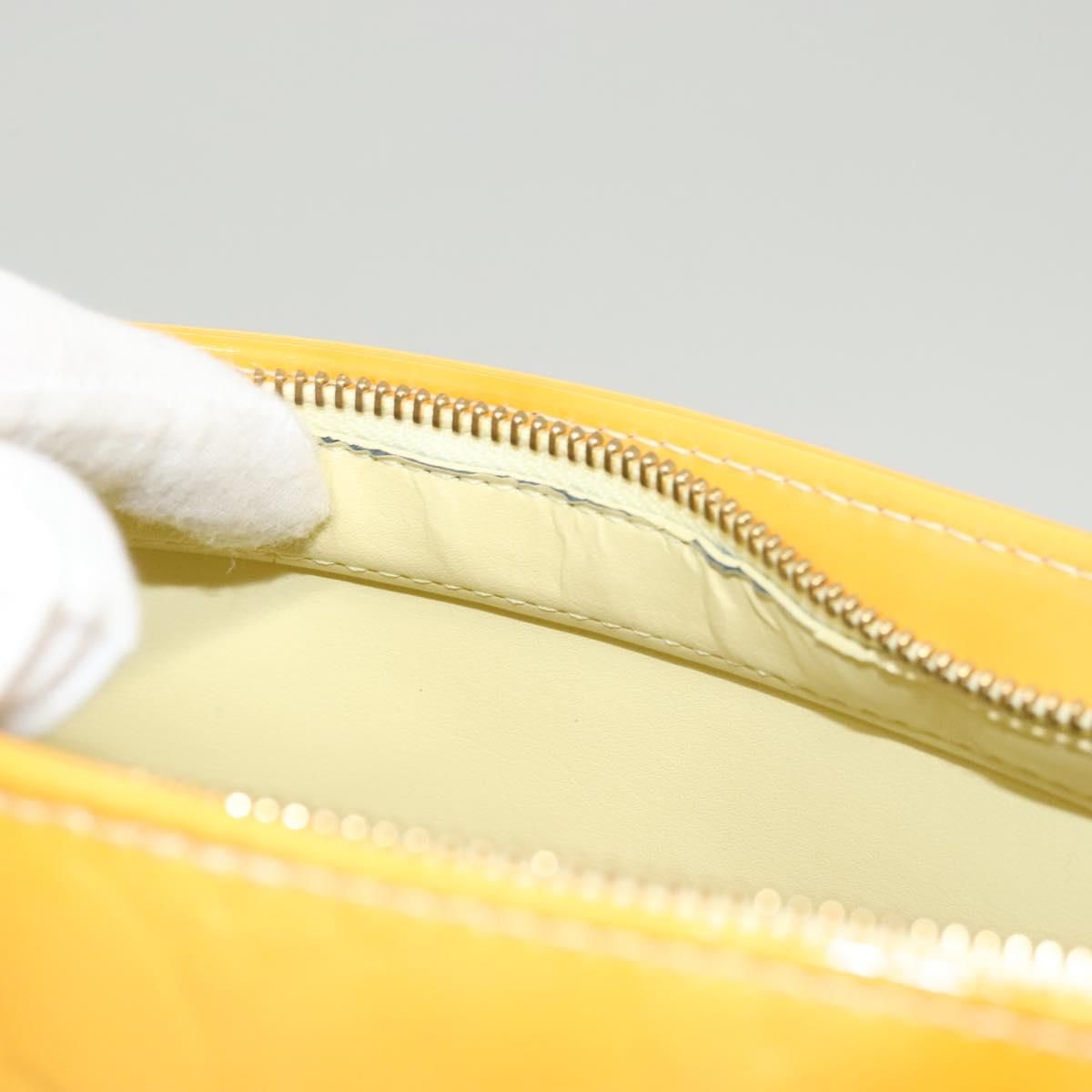 Louis Vuitton Vernis Houston Hand Bag Lime Yellow M 91055 Lv Auth