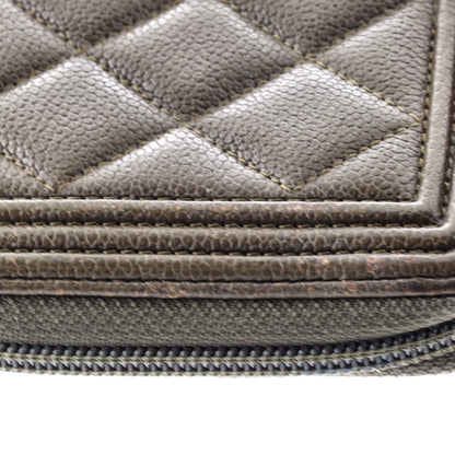 Chanel Boy Zip Around Wallet Quilted Caviar Long