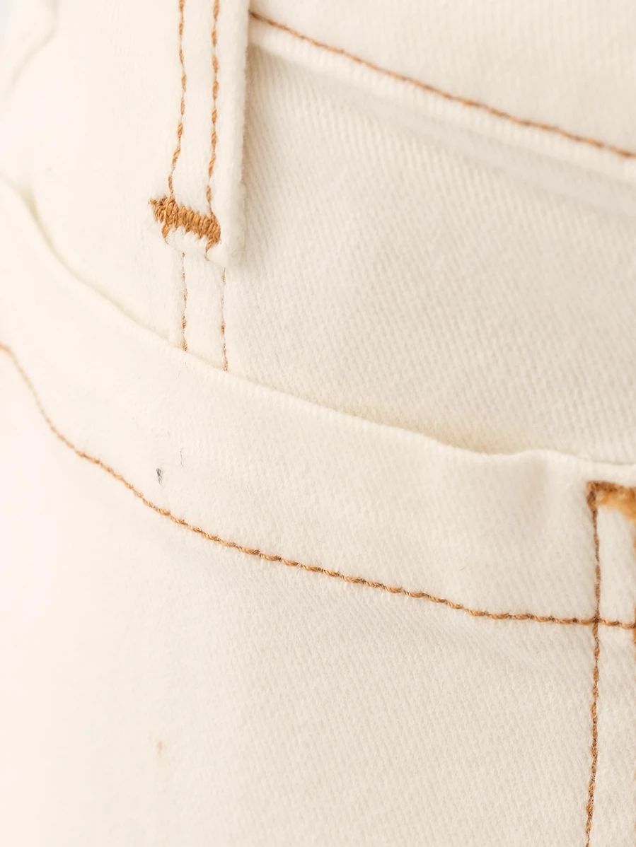Excellent Pinko White Denim Midi Skirt Size S with Pockets