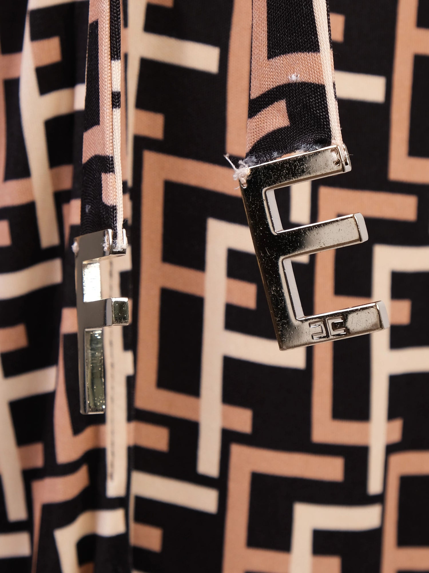 Elisabetta Franchi Dress FF Pattern Combined Color Viscose Excellent Condition