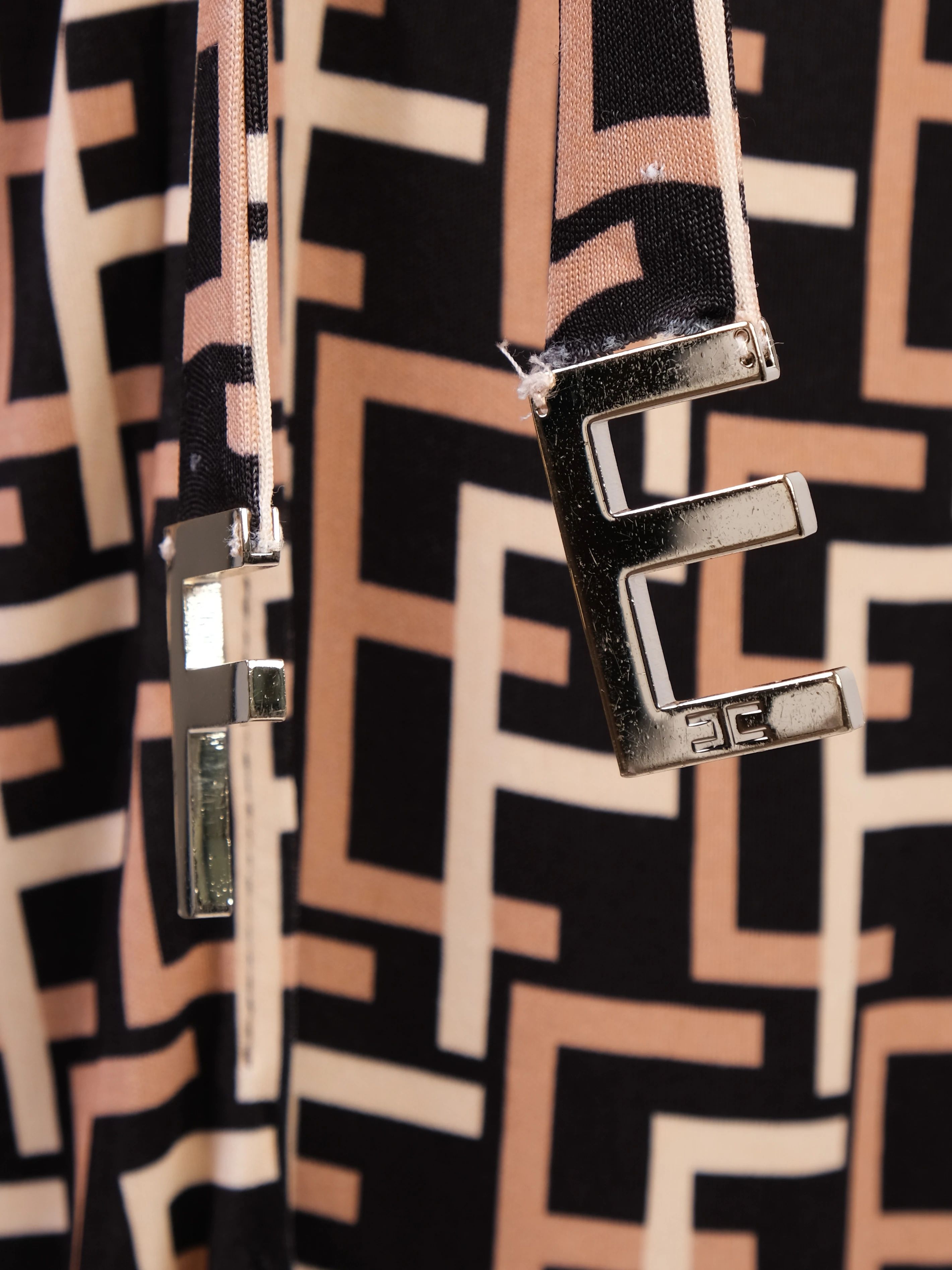 Elisabetta Franchi Dress FF Pattern Combined Color Viscose Excellent Condition