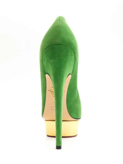 Excellent Charlotte Olympia Green Leather High-Heeled Platform Shoes Size 40