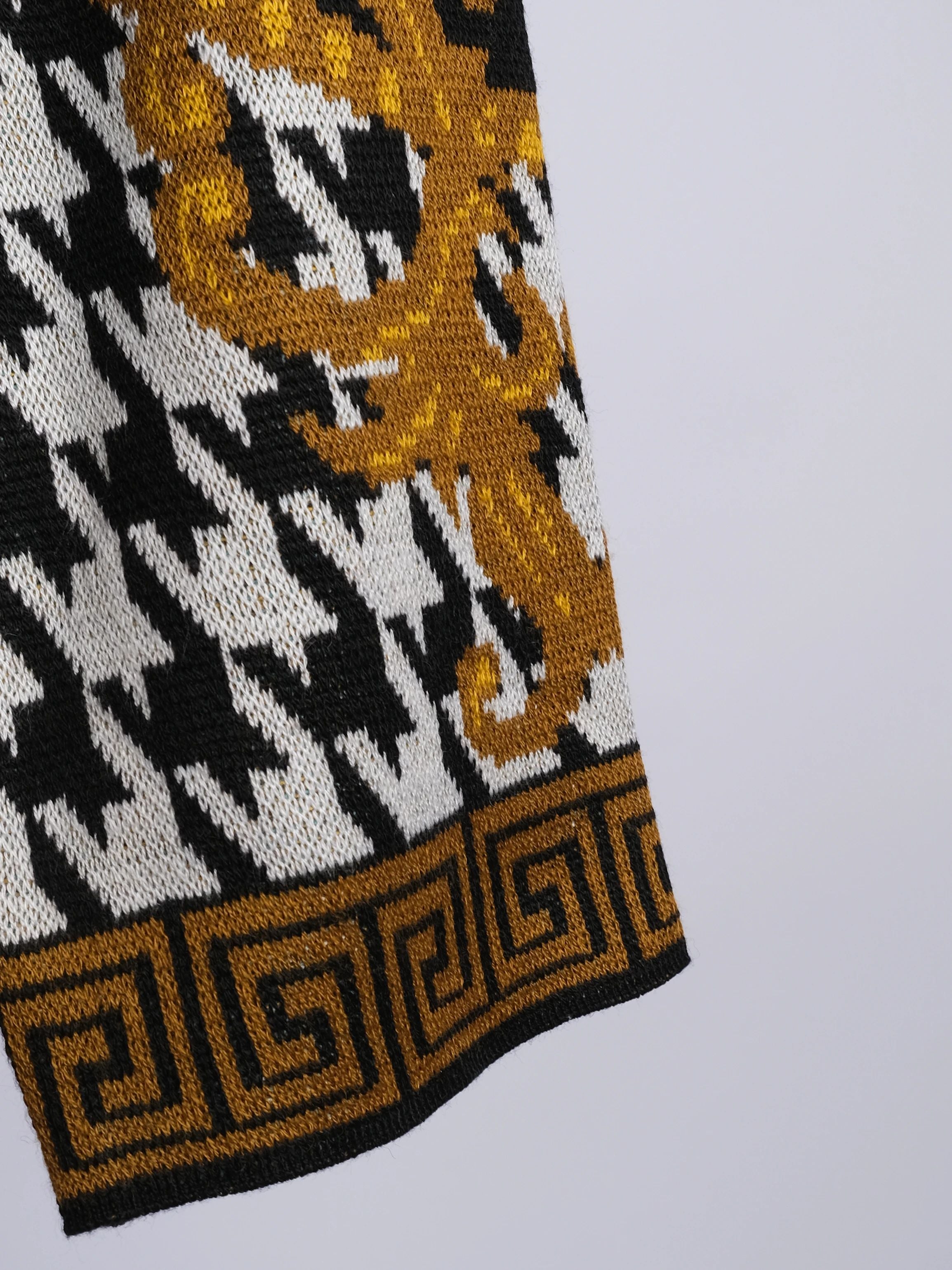 NEW Max Sport Long Wool Cardigan Black Gold Turquoise Houndstooth Women