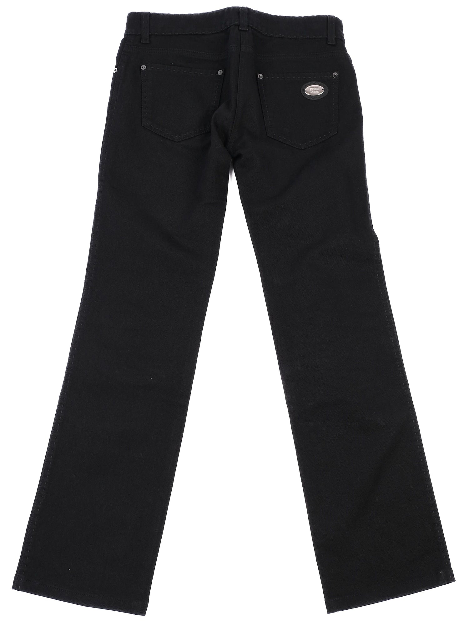 Excellent Fendi Black Pants Size M with Selleria Button &amp; Stitch Detail