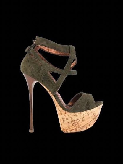 Excellent Gianmarco Lorenzi Gray Leather High-Heeled Platform Shoes Size 38