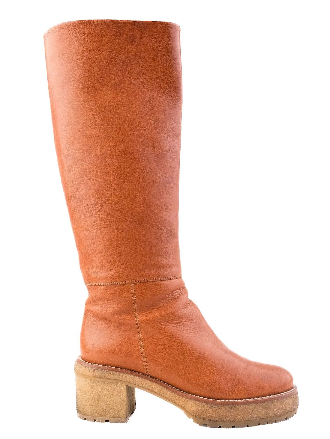 Excellent Ballin Orange Leather Tall Boots Size 37 with Zipper