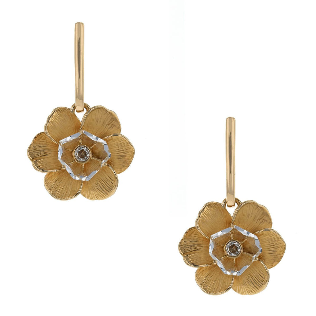 Carrera y Carrera Gardenia gold, rock crystals and diamonds earrings