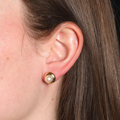 Cartier cultured pearls and gold earrings