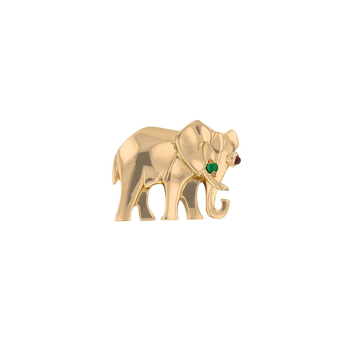 Cartier Elephant emerald, ruby and gold brooch.