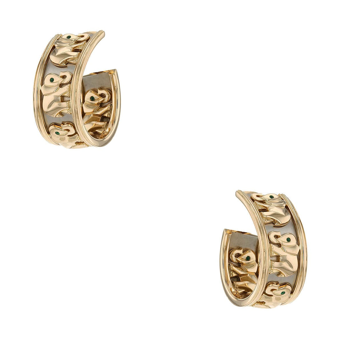 Cartier Elephant emeralds and two tones gold earrings