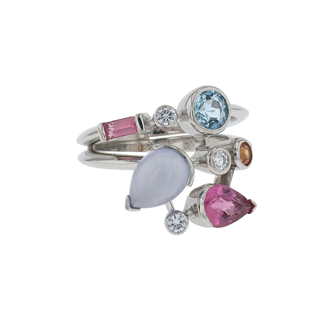 Cartier  diamonds, chalcedony, aquamarine, garnet, tourmalines and platinum ring