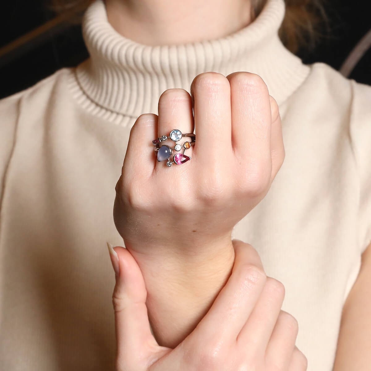 Cartier  diamonds, chalcedony, aquamarine, garnet, tourmalines and platinum ring