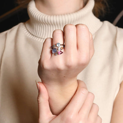 Cartier  diamonds, chalcedony, aquamarine, garnet, tourmalines and platinum ring
