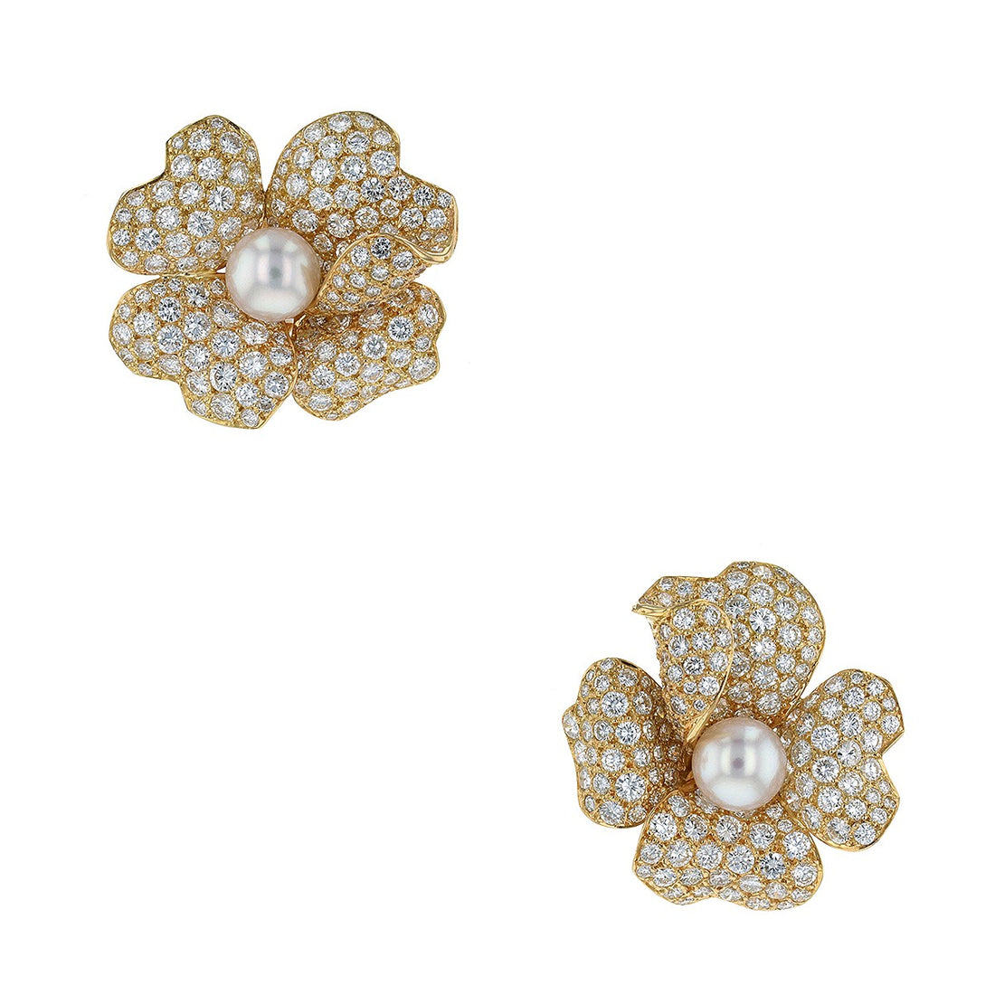 Cartier Pa•va cultured pearl, diamonds and gold earrings