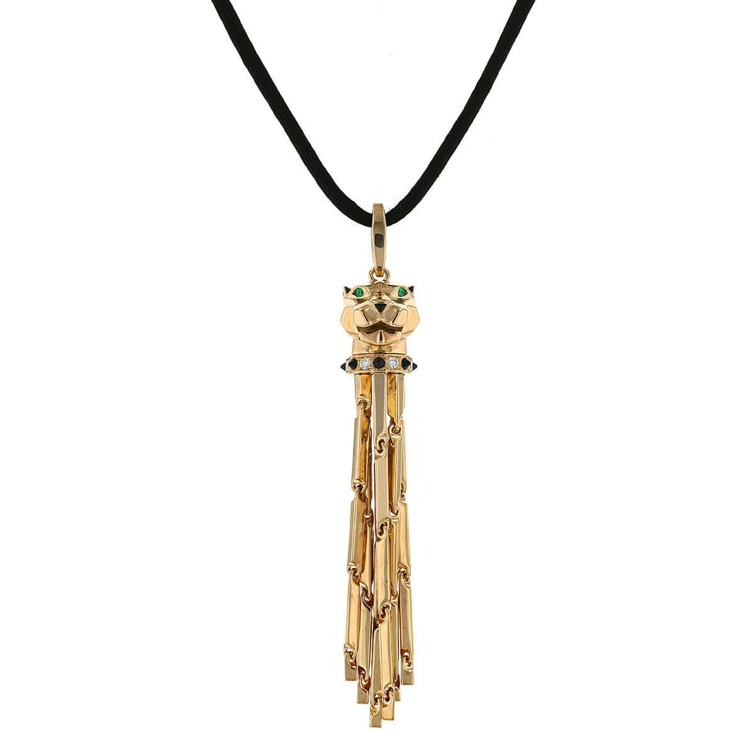 Cartier Panthere gold, onyx, garnets and diamonds pendant