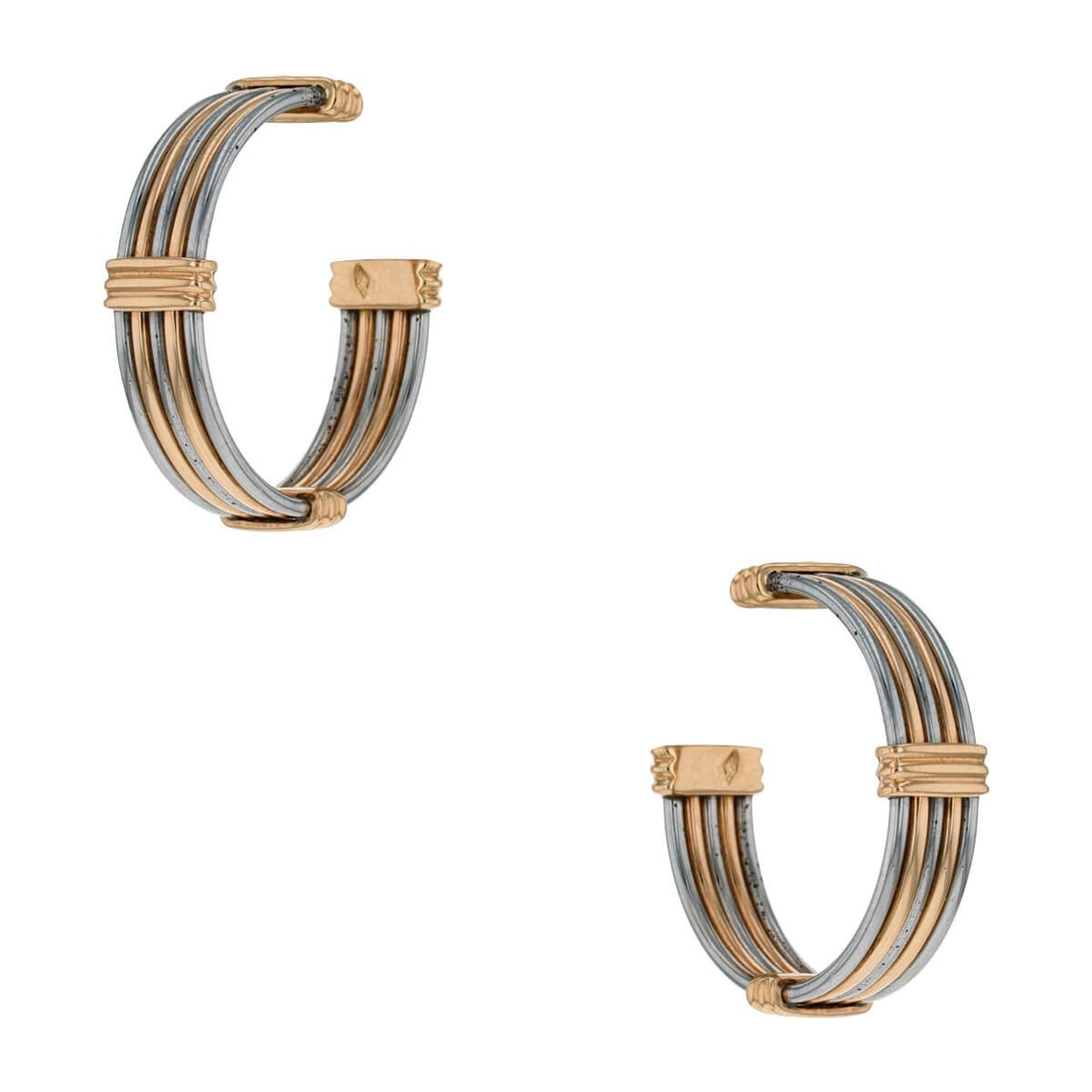 Cartier stainless steel and gold earrings