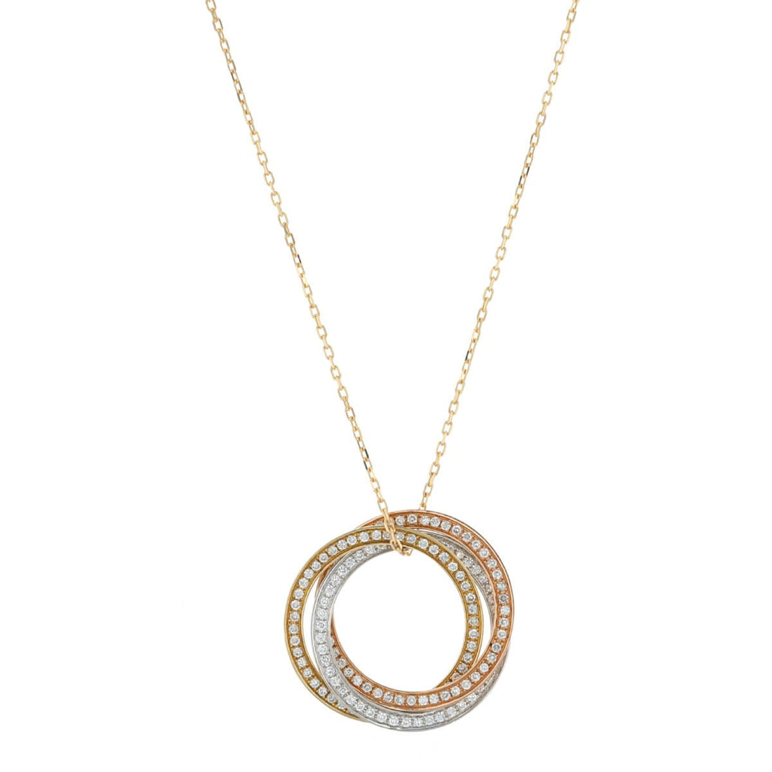 Cartier Trinity diamonds and three-tones gold necklace