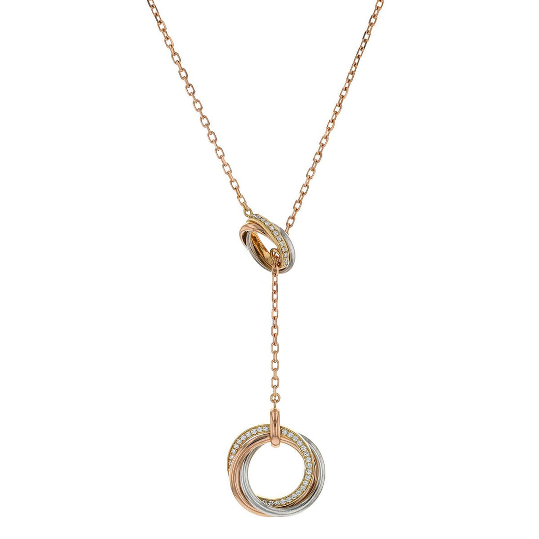 Cartier Trinity three tones gold and diamonds necklace