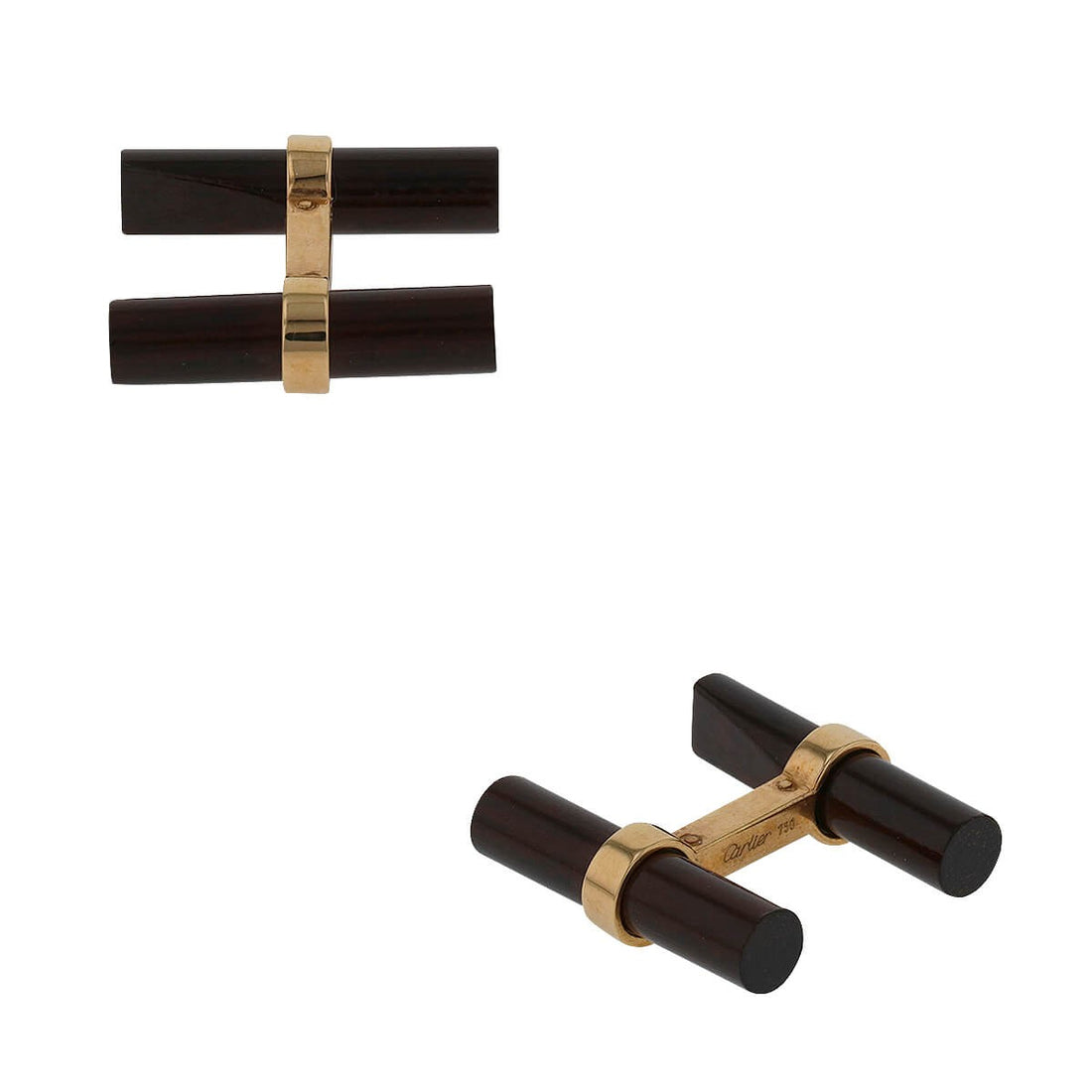 Cartier wood and gold cufflinks