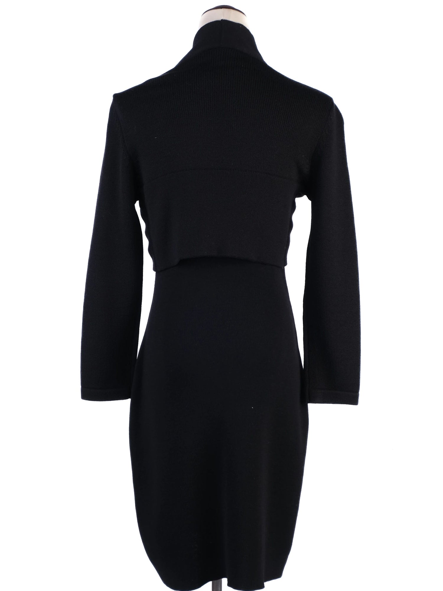 Excellent Luisa Spagnoli Wool Dress Black Green Size S Floral Pattern