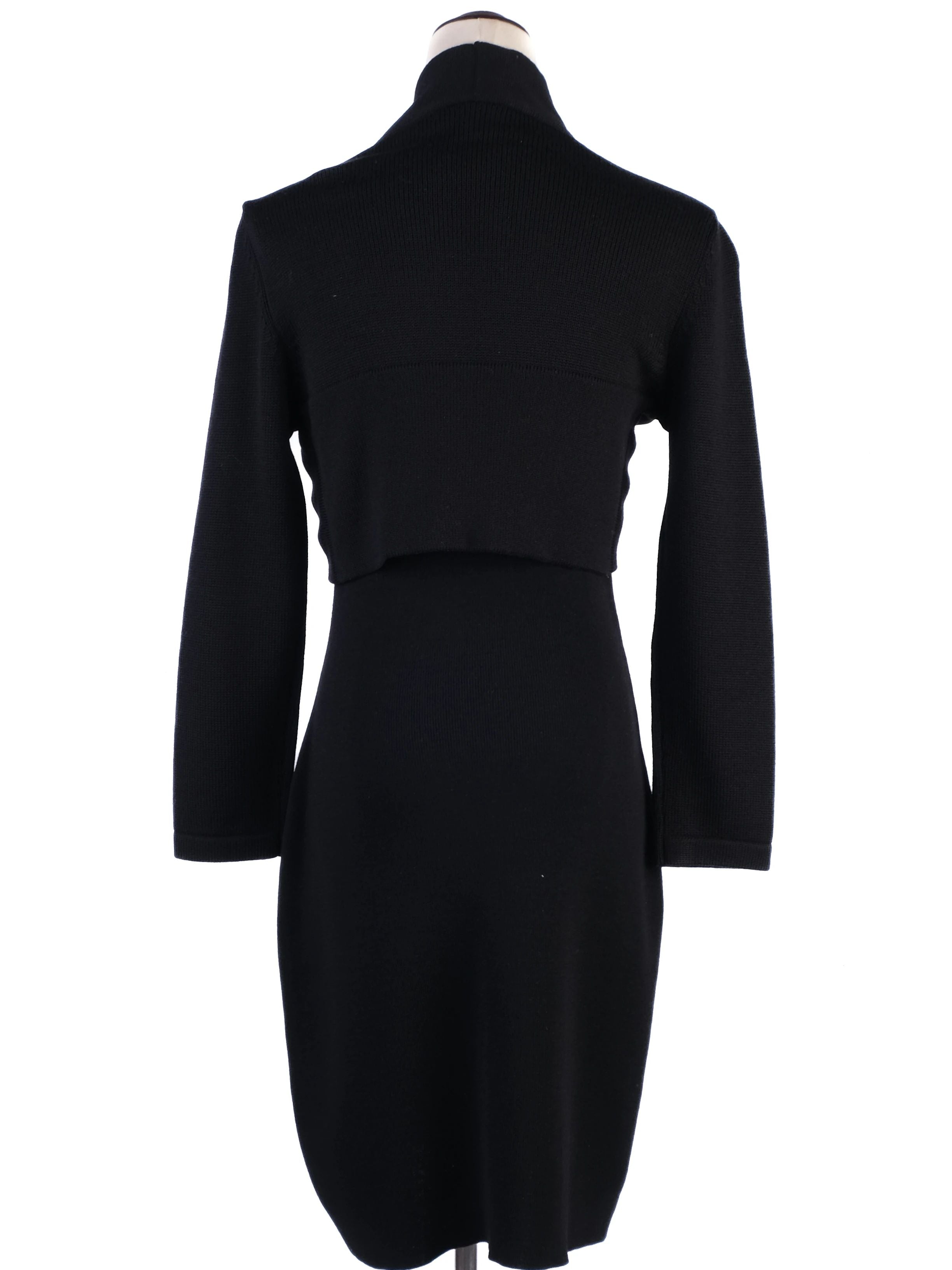 Excellent Luisa Spagnoli Wool Dress Black Green Size S Floral Pattern