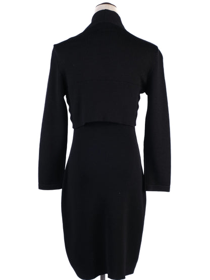 Excellent Luisa Spagnoli Wool Dress Black Green Size S Floral Pattern