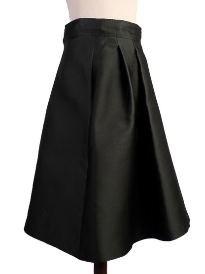 Excellent Max Mara Green Silk A-Line Skirt Size S Made in Italy