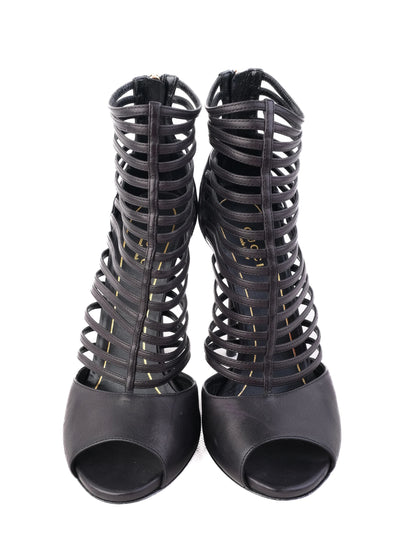 Excellent Gucci Black Leather High-Heeled Shoes Size 36