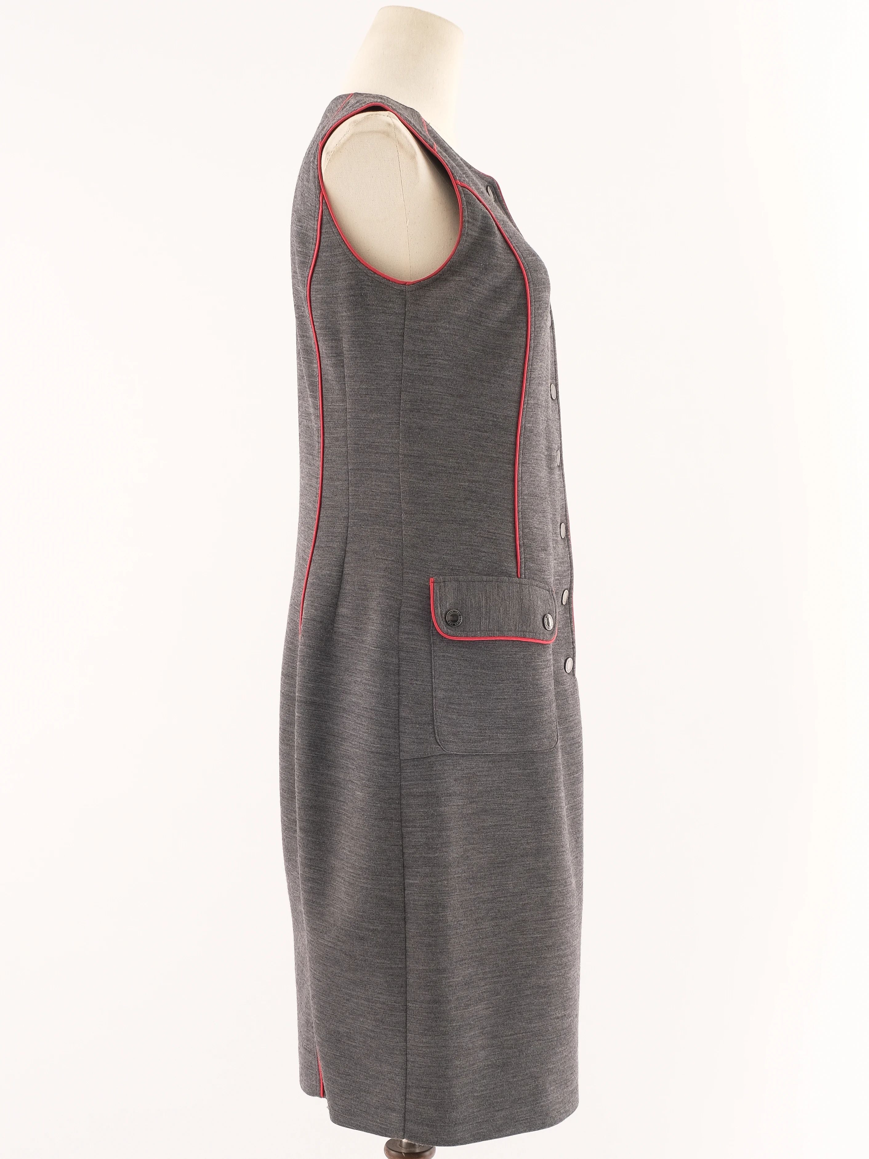 Excellent Gray Wool Sleeveless Button-Down Dress Size L