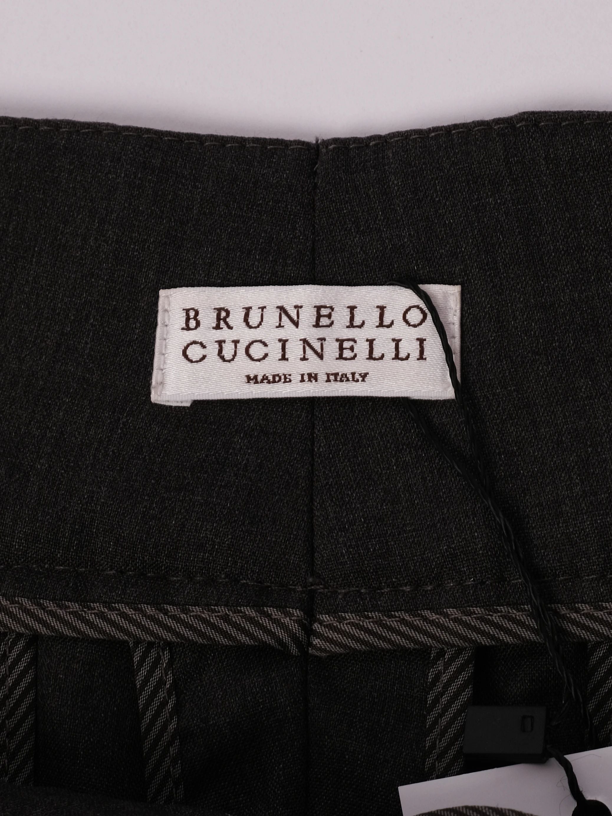 EXCELLENT Brunello Cucinelli Gray Wool Trousers Size L with Stripe Detail