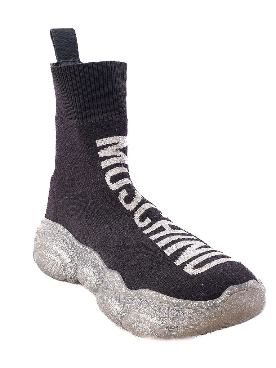 Perfect Moschino Black High-Top Sneakers for Kids Size 34