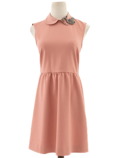 Perfect Red Valentino Pink Sleeveless Dress Size S with Peter Pan Collar