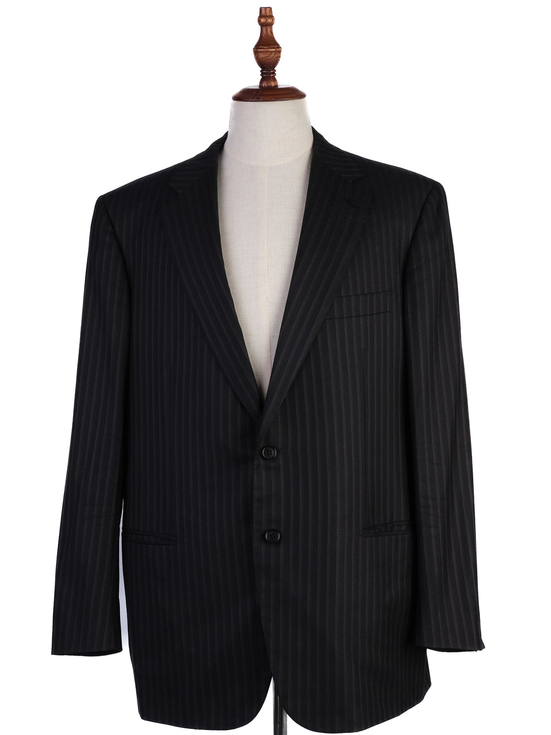 Excellent BRIONI Black Pinstripe Wool Suit Jacket Size XXL