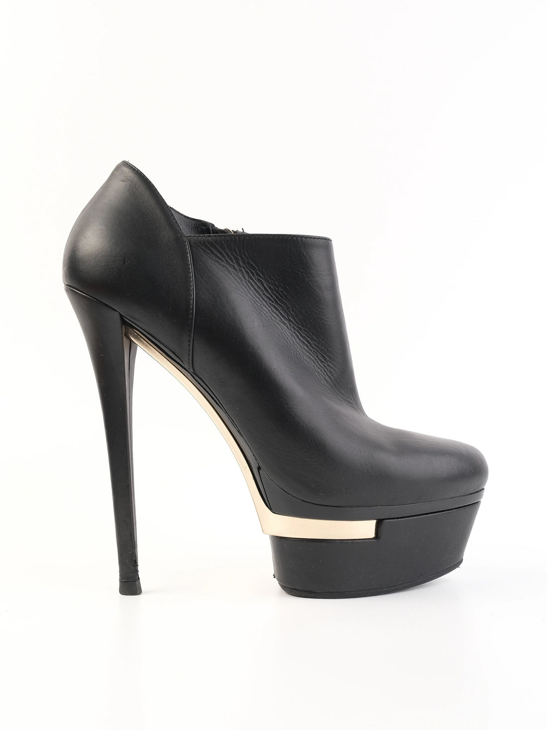 Excellent Lesilla Black Leather High-Heeled Ankle Boots Size 39