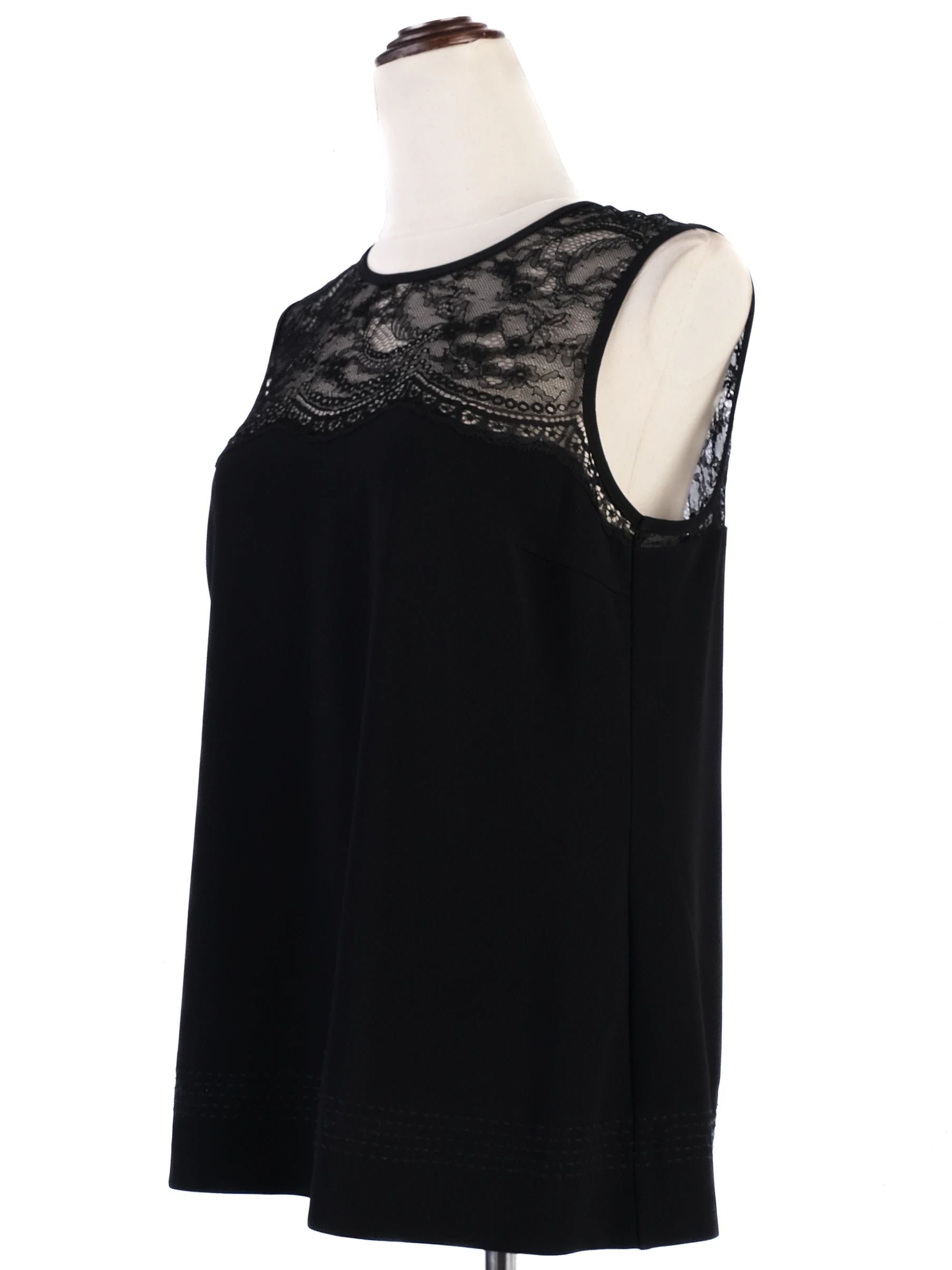 Excellent Strenesse Black Sleeveless Top with Lace Detailing Size M