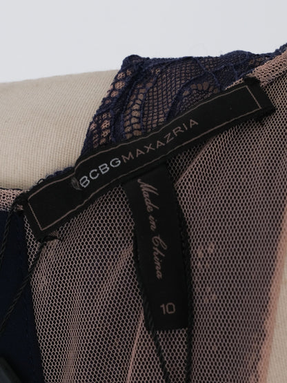 NEW BCBGMaxazria Blue Lace Overlay Sleeveless Gown Size M