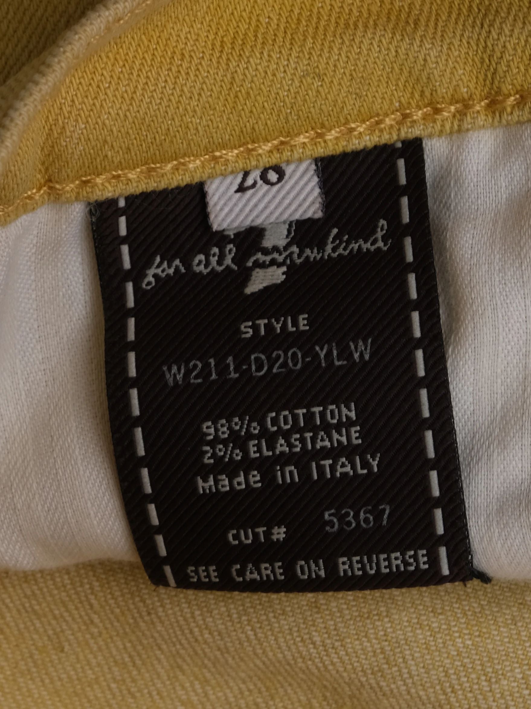 Excellent 7 For All Mankind Yellow Flared Jeans Size M Women