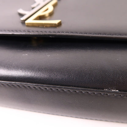 Saint Laurent Cowhide Leather Shoulder Bag Black Calfskin (cowhide) 470428