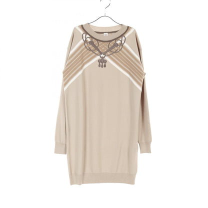 Hermes Mors A Jouets Embroidery Dress 336 4h 2534dd Wool Beige