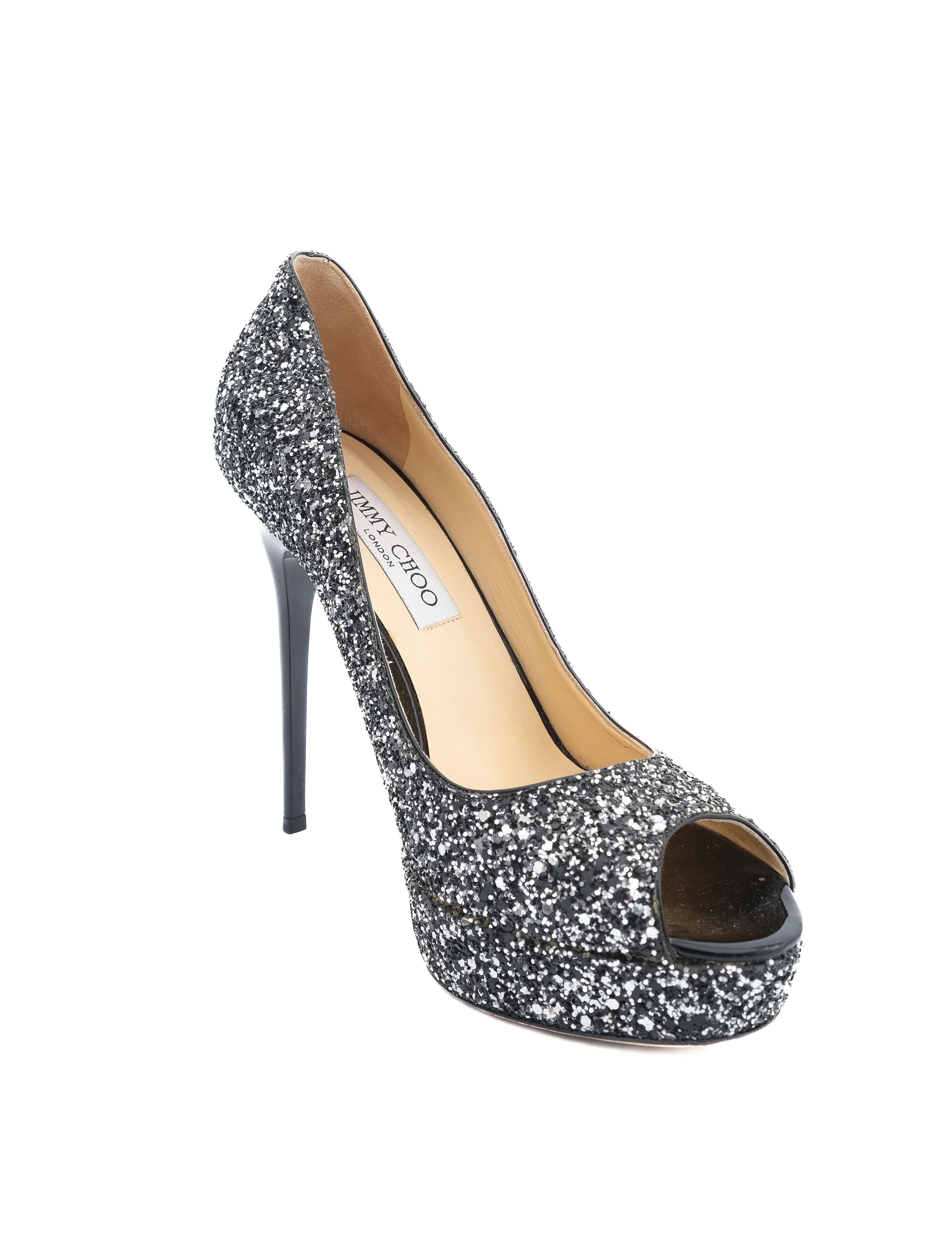 Excellent Jimmy Choo High-Heeled Peep-Toe Shoes Size 38 Leather