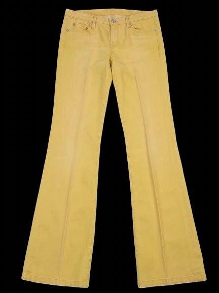 Excellent 7 For All Mankind Yellow Flared Jeans Size M Women